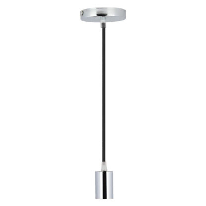 LAMPADARIO IN METALLO CROMATO 'CILINDRO' cavo blu